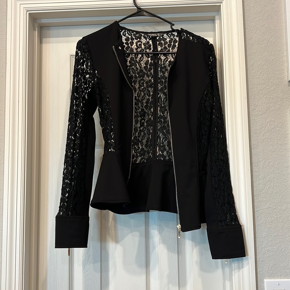 Lace Back Black Blazer